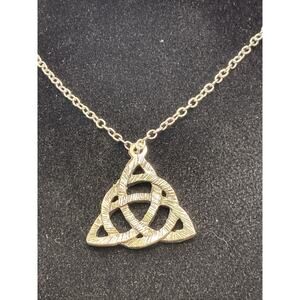 Silver Tone Celtic Trinity Cross Necklace